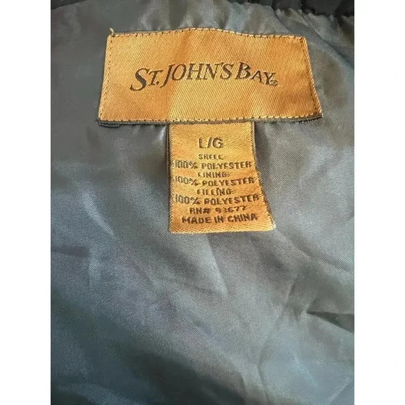 ST JOHNS BAY BLACK PUFFER VEST FULL ZIP MENS LARGE - Picture 2 of 7
